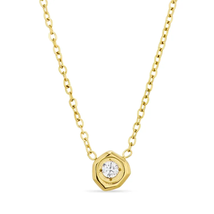 waterproof zirkoon ketting met hanger in verguld staal - OCEANA