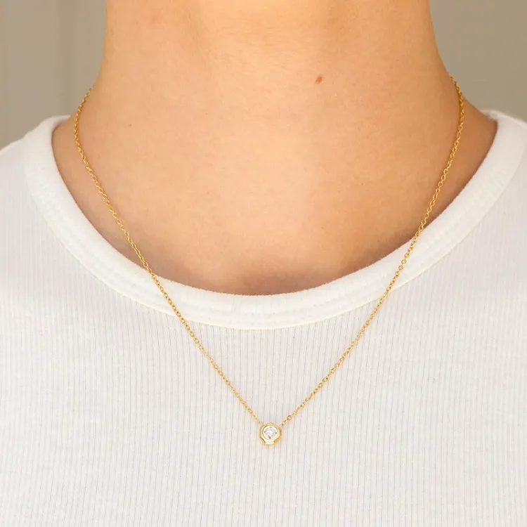 waterproof zirkoon ketting met hanger in verguld staal - OCEANA