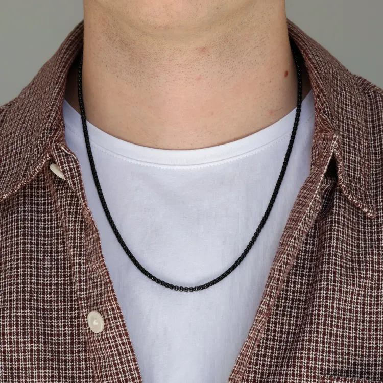waterproof ketting in zwart staal 55 cm x 3 mm  - OCEANA