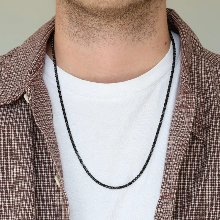 waterproof ketting in zwart staal 60 cm x 3 mm  - OCEANA