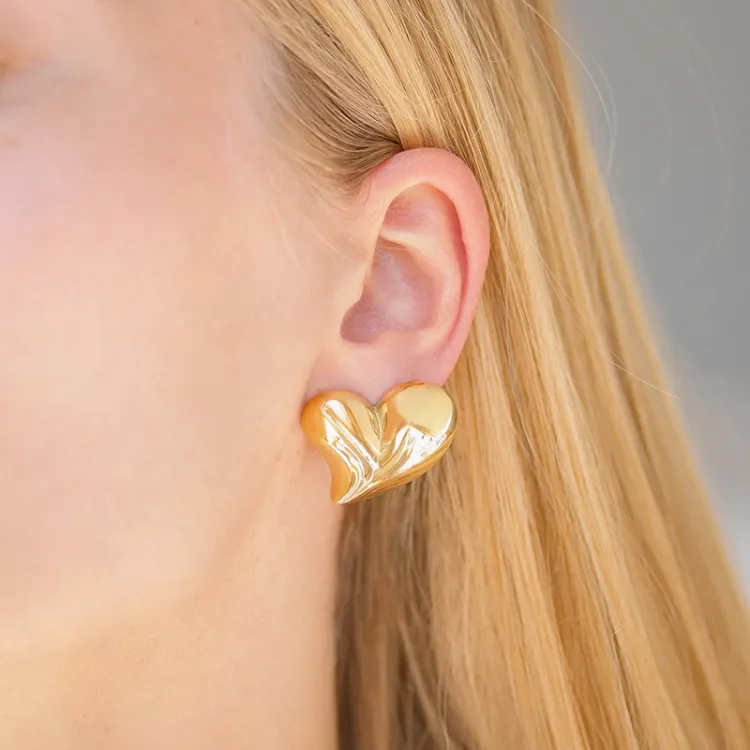 waterproof hart oorbellen in verguld staal - OCEANA