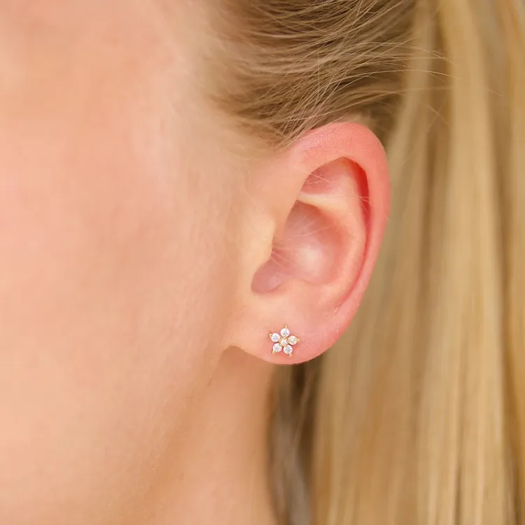 waterproof bloem helix piercing in verguld staal - OCEANA