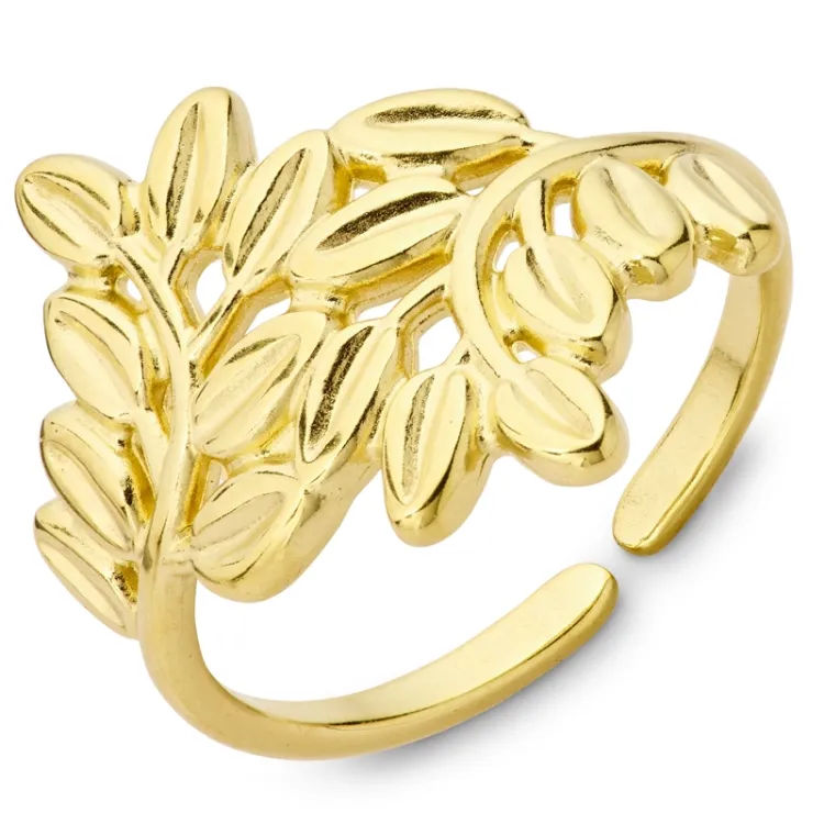 waterproof blad ring in verguld staal - OCEANA