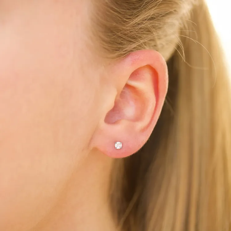 3 mm waterproof zirkoon solitaire oorbel in staal - OCEANA
