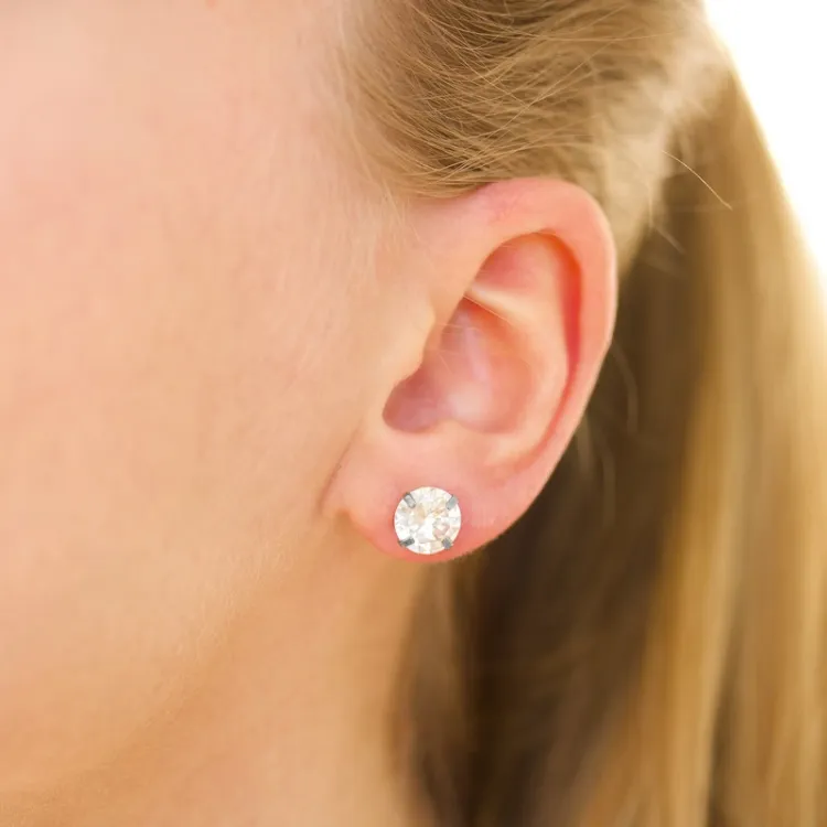 8 mm waterproof solitaire oorbel in staal - OCEANA