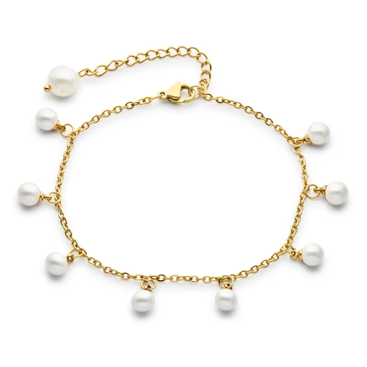 waterproof enkelbandje in verguld staal 19,5 + 5 cm x   - OCEANA