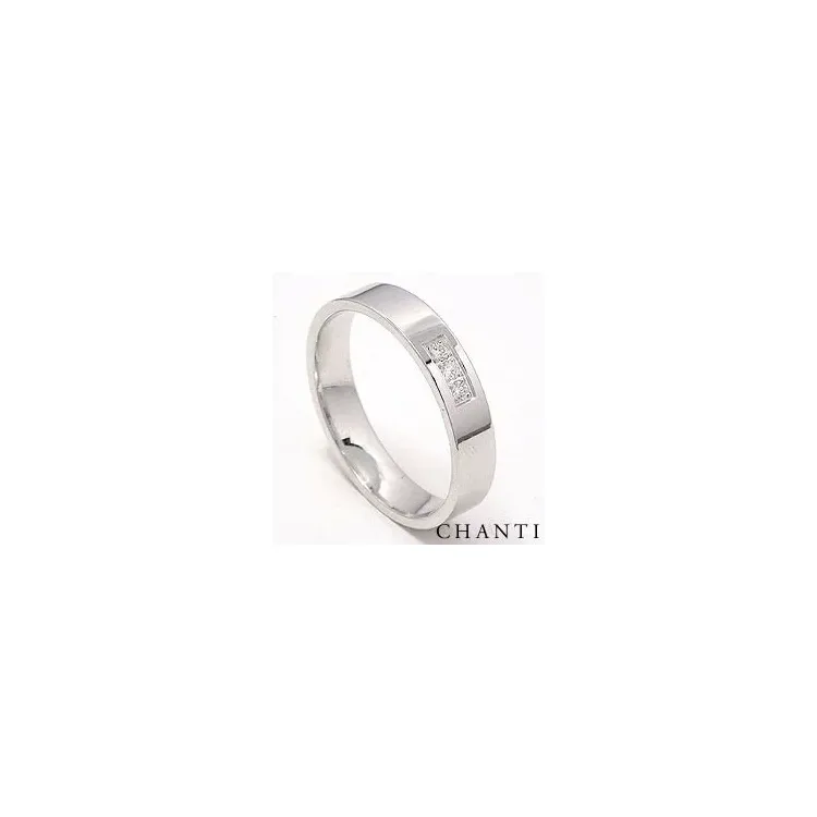 glanzend briljant trouwring in 14 karaat witgoud 0,049 ct
