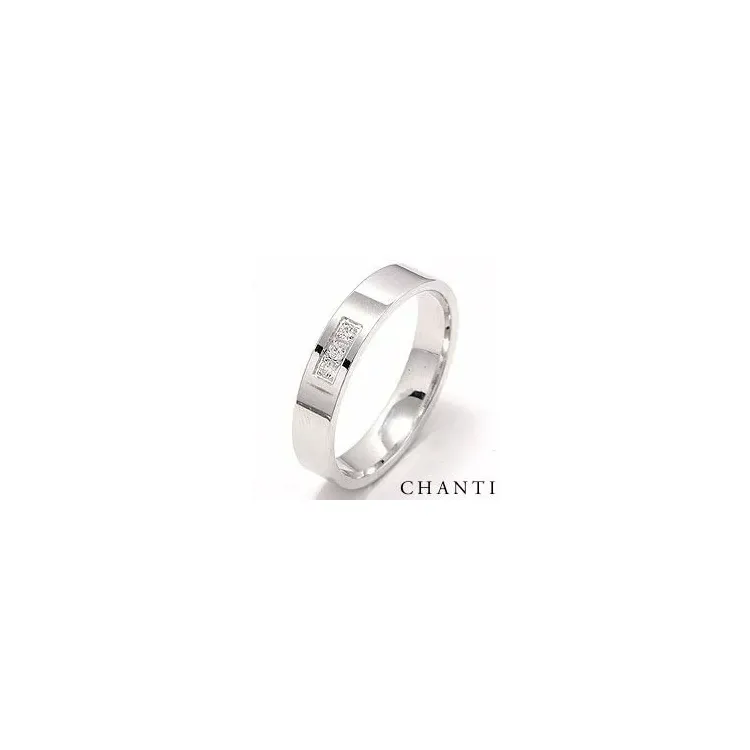 glanzend briljant trouwring in 14 karaat witgoud 0,049 ct