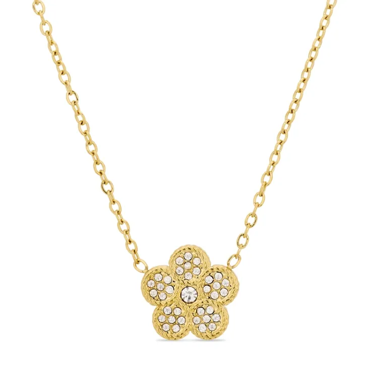 waterproof bloem ketting in verguld staal - OCEANA