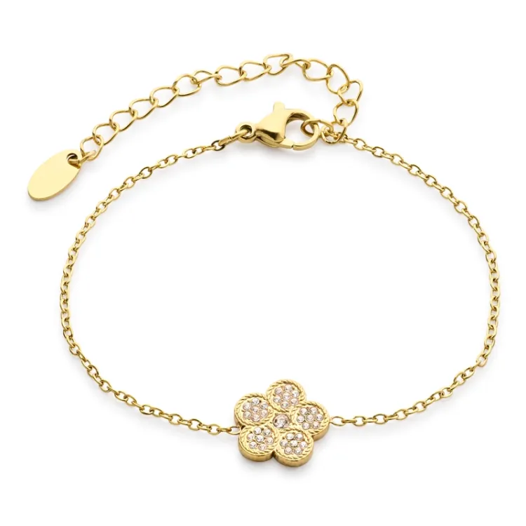 waterproof bloem armband in verguld staal - OCEANA