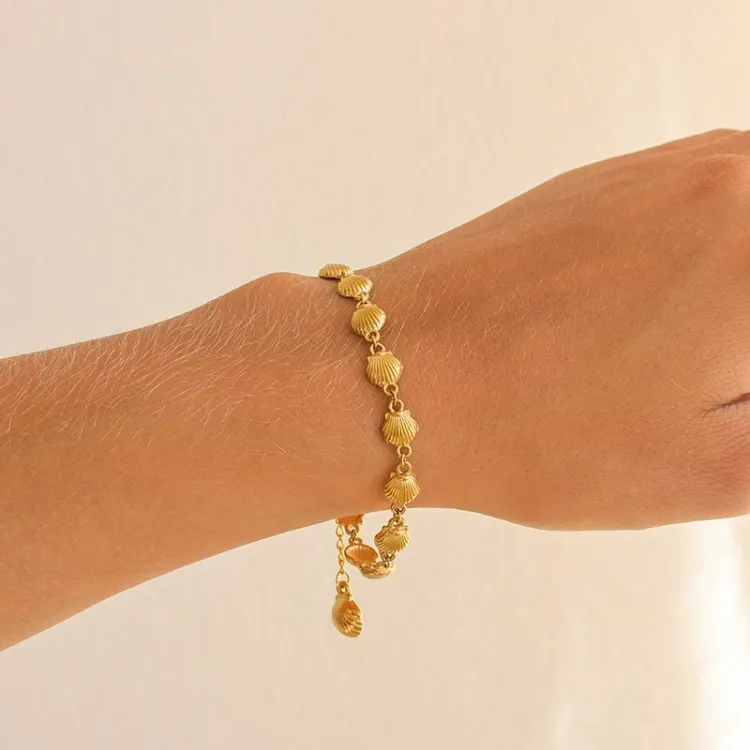 waterproof mossel armband in verguld staal - OCEANA