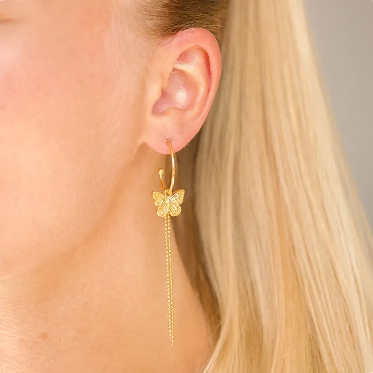 waterproof vlinder oorbellen in verguld staal - OCEANA