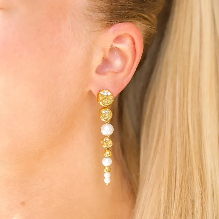 waterproof lange oorbellen in verguld staal - OCEANA