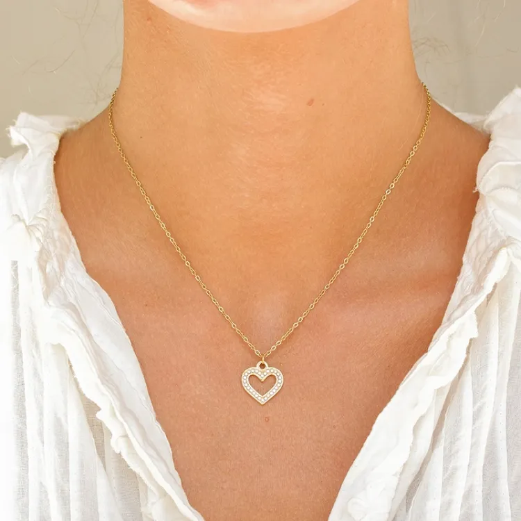 waterproof hart ketting in verguld staal - OCEANA