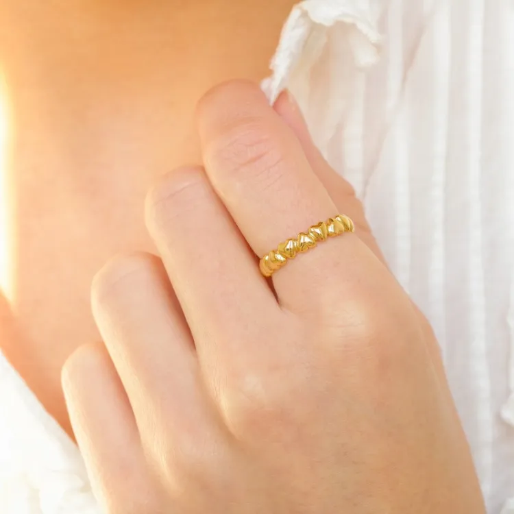 waterproof hart verstelbaar ring in verguld staal - OCEANA