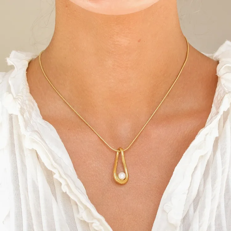 waterproof druppel ketting in verguld staal - OCEANA