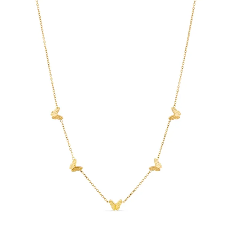 waterproof vlinder ketting in verguld staal - OCEANA