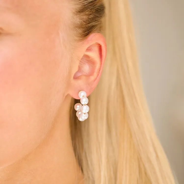 waterproof parel oorbellen in verguld staal - OCEANA