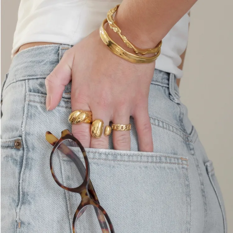 waterproof ring in verguld staal - OCEANA