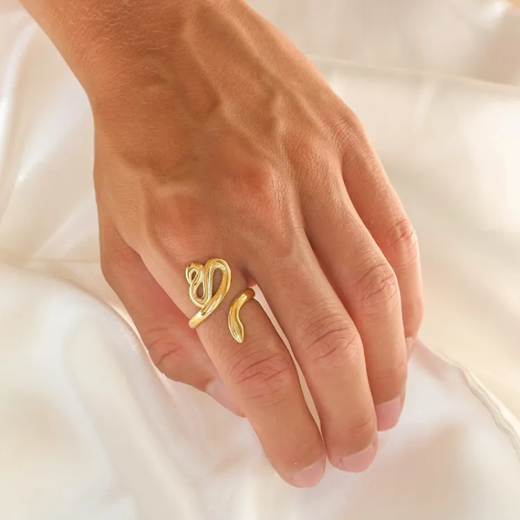 waterproof slangen ring in verguld staal - OCEANA