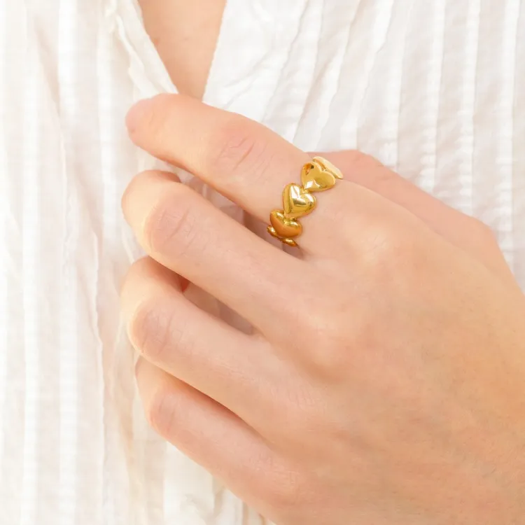 waterproof hart ring in verguld staal - OCEANA