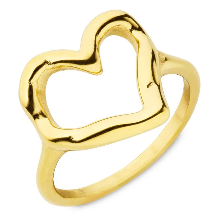 waterproof hart ring in verguld staal - OCEANA
