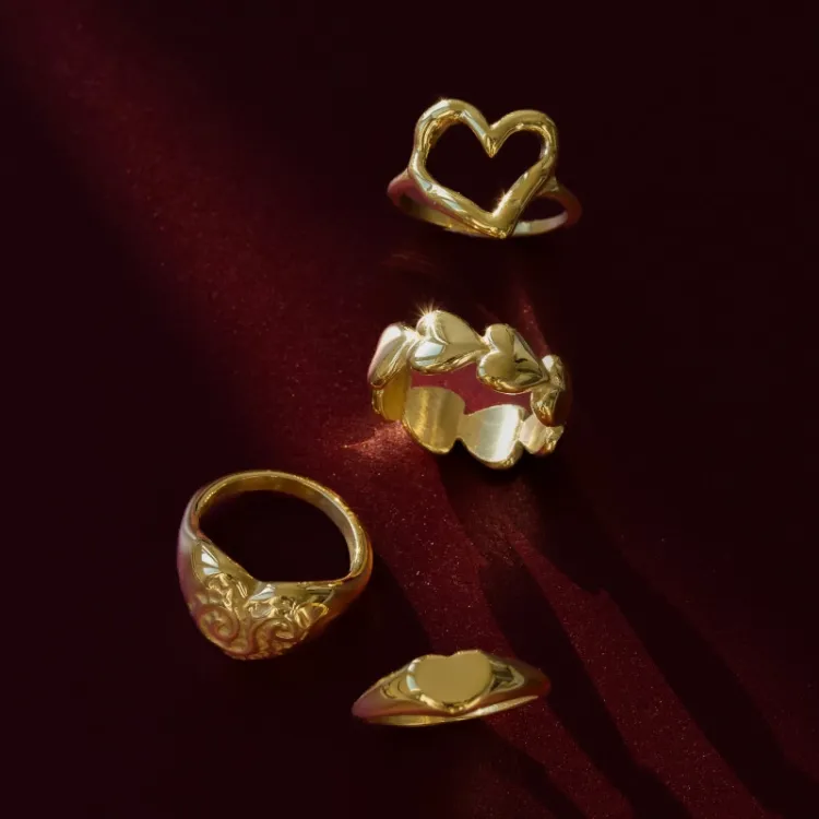 waterproof hart ring in verguld staal - OCEANA