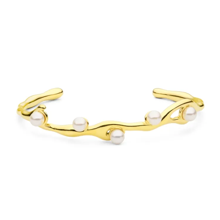 waterproof parel armband in verguld staal - OCEANA