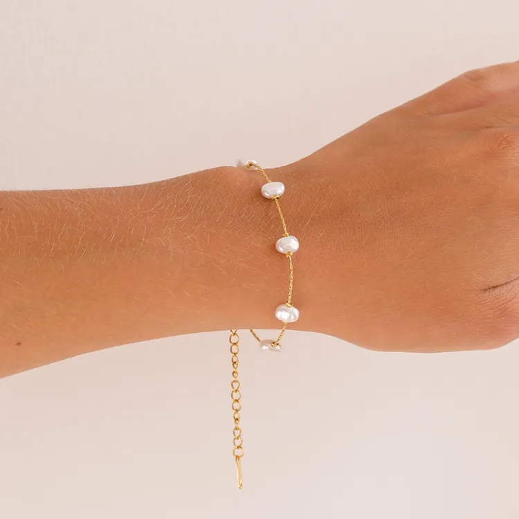 waterproof parel armband in verguld staal - OCEANA