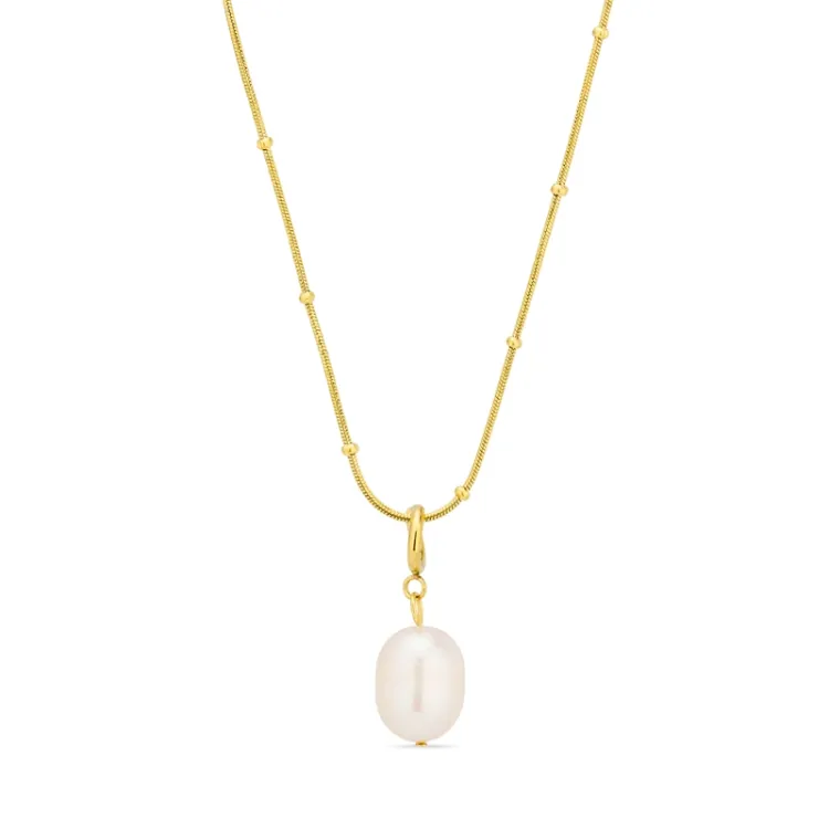 waterproof parel ketting in verguld staal - OCEANA