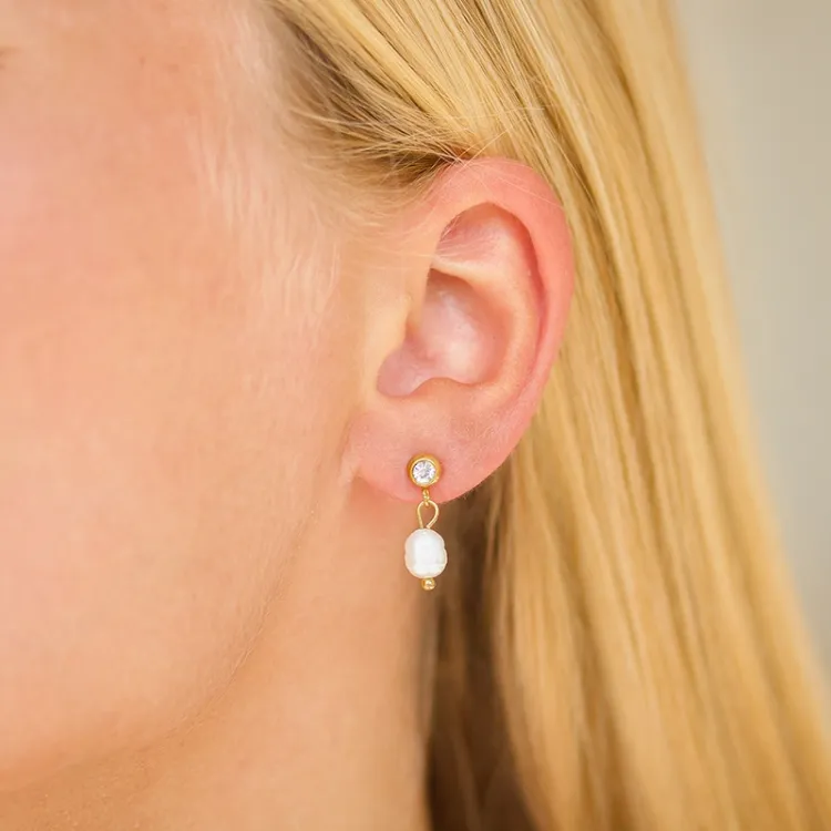 waterproof parel oorbellen in verguld staal - OCEANA