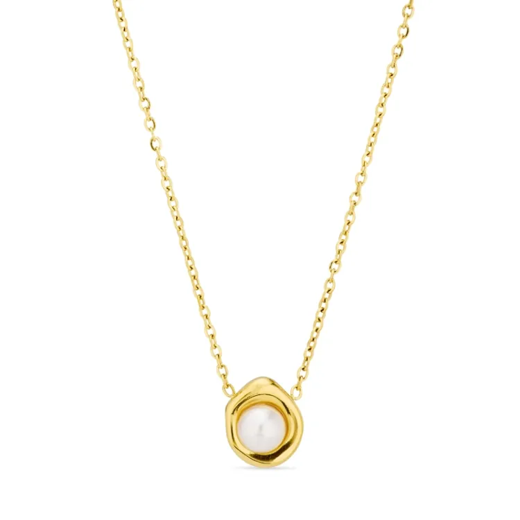 waterproof parel ketting in verguld staal - OCEANA