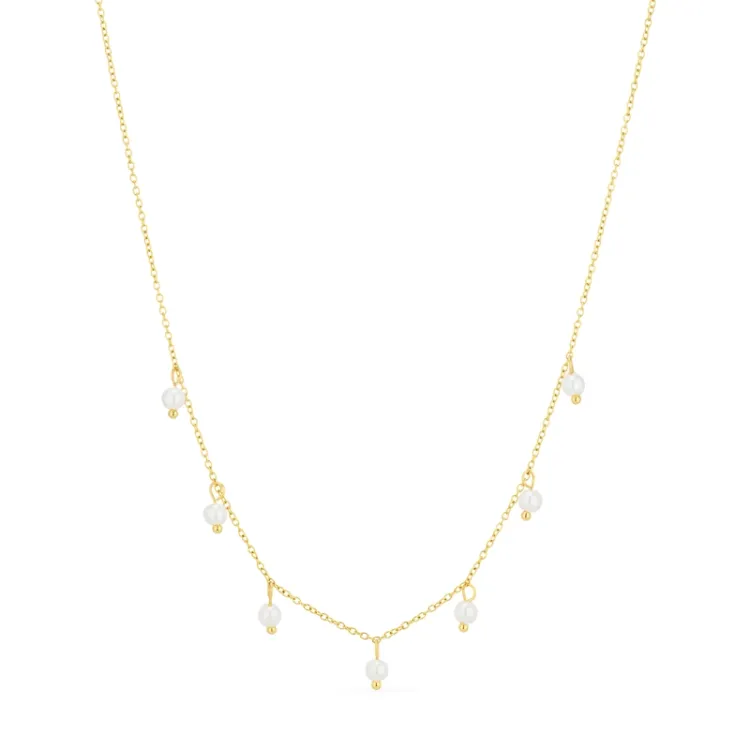 waterproof parel ketting in verguld staal - OCEANA