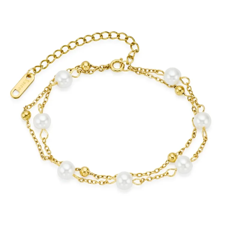 waterproof parel armband in verguld staal - OCEANA