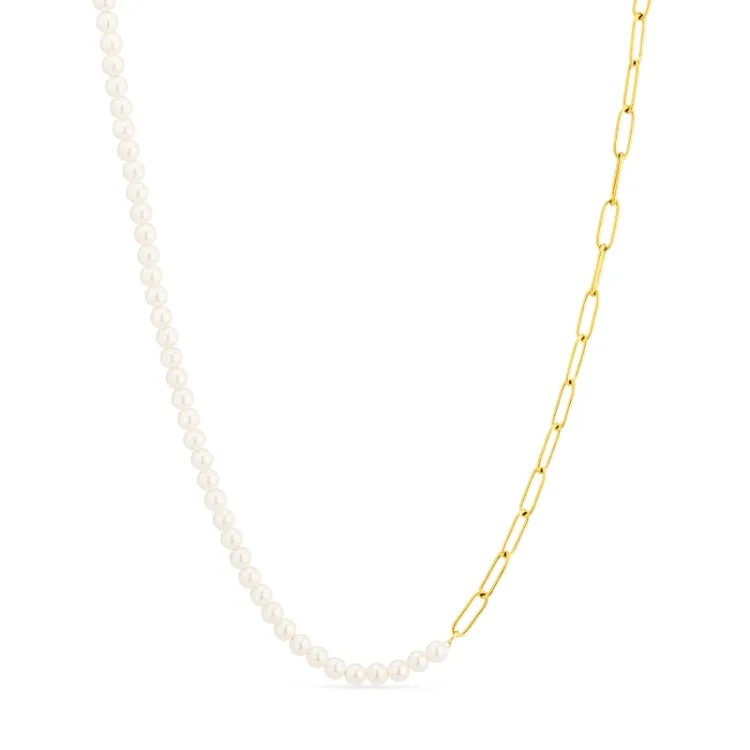 waterproof parel ketting in verguld staal - OCEANA