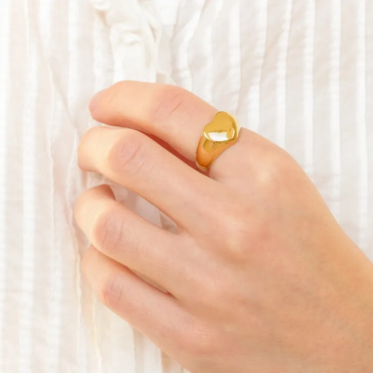 waterproof hart ring in verguld staal - OCEANA