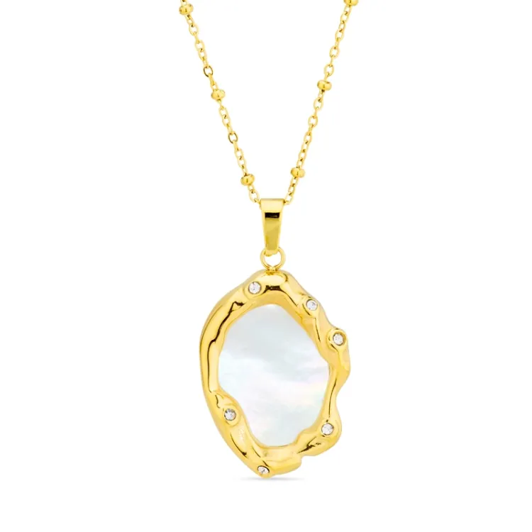 waterproof parel ketting in verguld staal - OCEANA