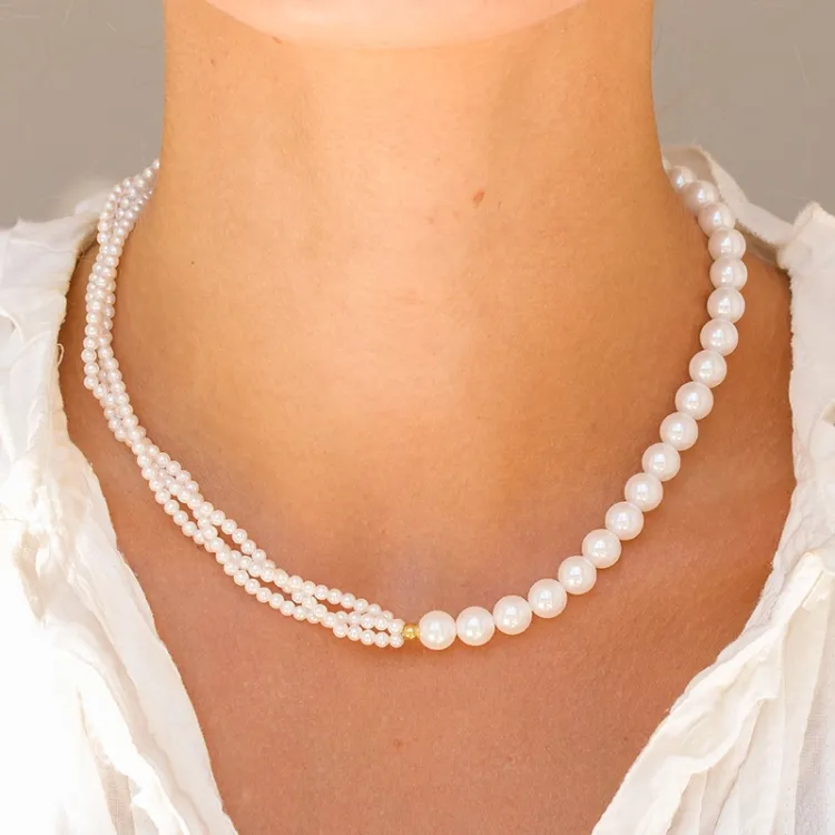 waterproof parel ketting in verguld staal - OCEANA