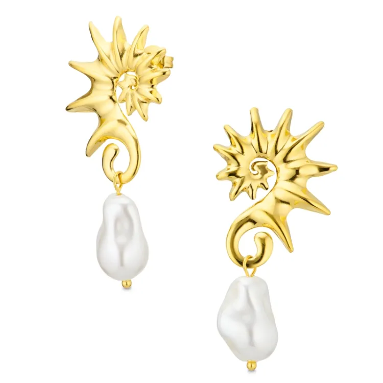waterproof parel oorbellen in verguld staal - OCEANA