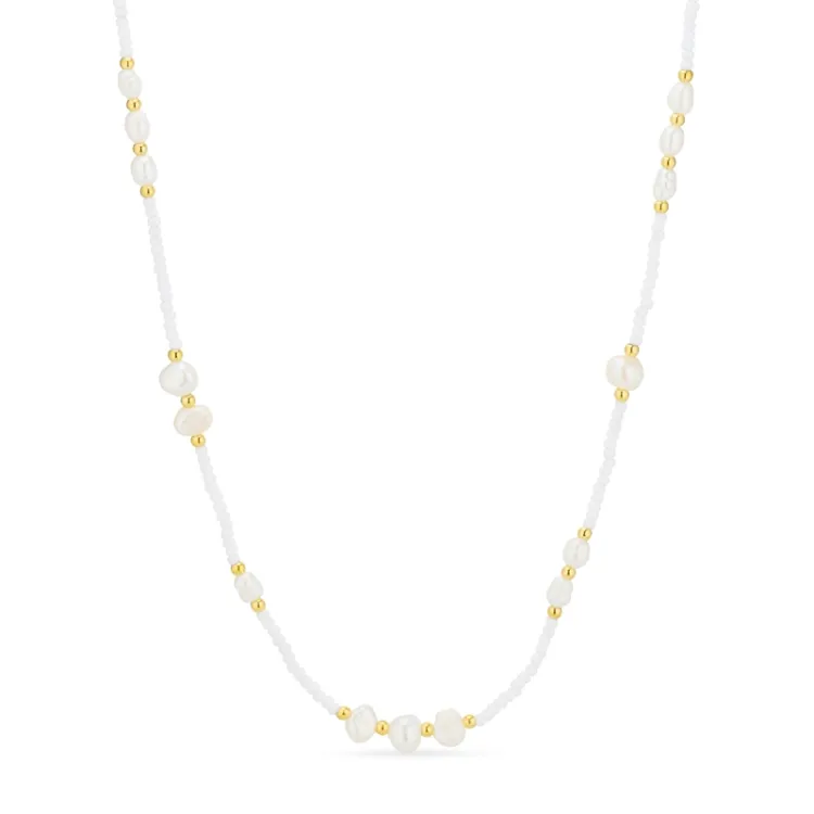 waterproof parel ketting in verguld staal - OCEANA
