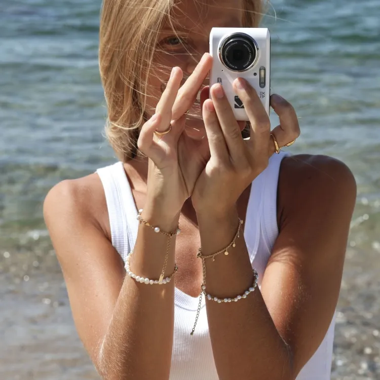 waterproof parel armband in verguld staal - OCEANA
