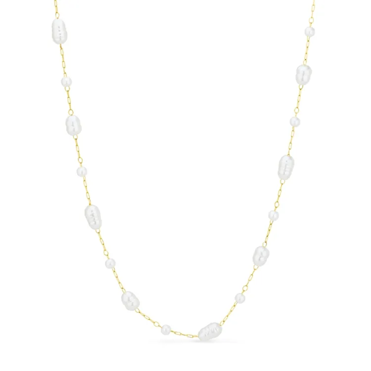 waterproof parel ketting in verguld staal - OCEANA