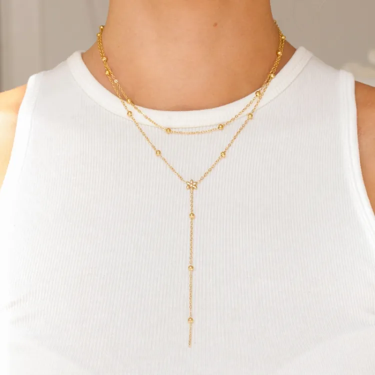 waterproof Y-ketting in verguld staal - OCEANA