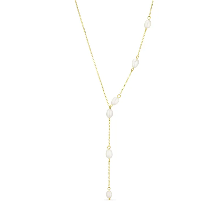 waterproof parel Y-ketting in verguld staal - OCEANA