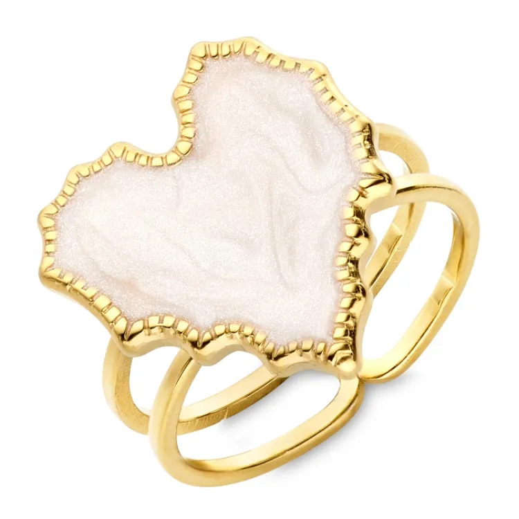 waterproof hart ring in verguld staal - OCEANA