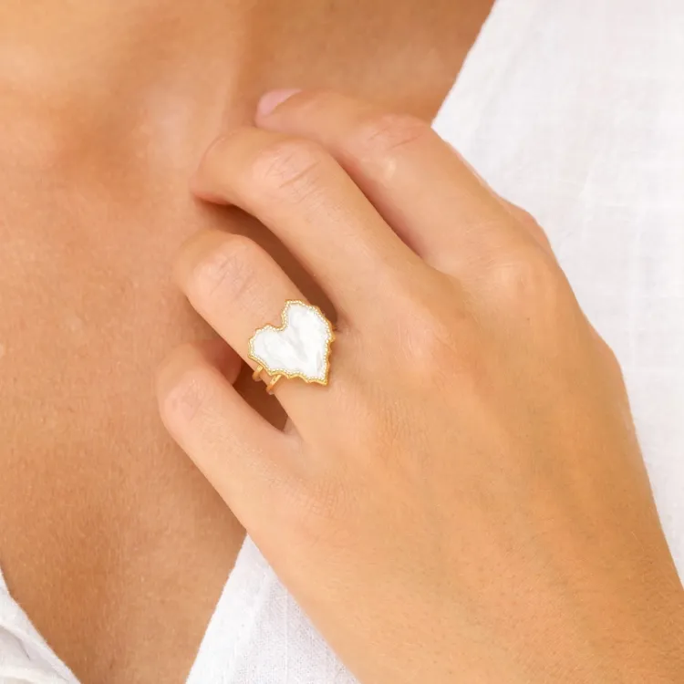waterproof hart ring in verguld staal - OCEANA