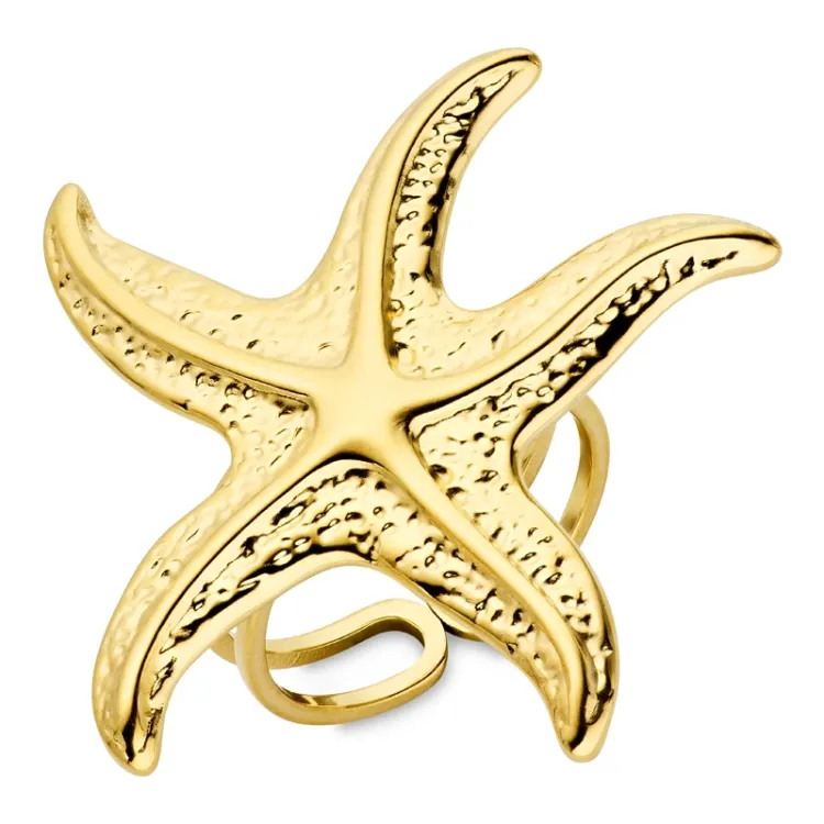 waterproof zeester ring in verguld staal - OCEANA