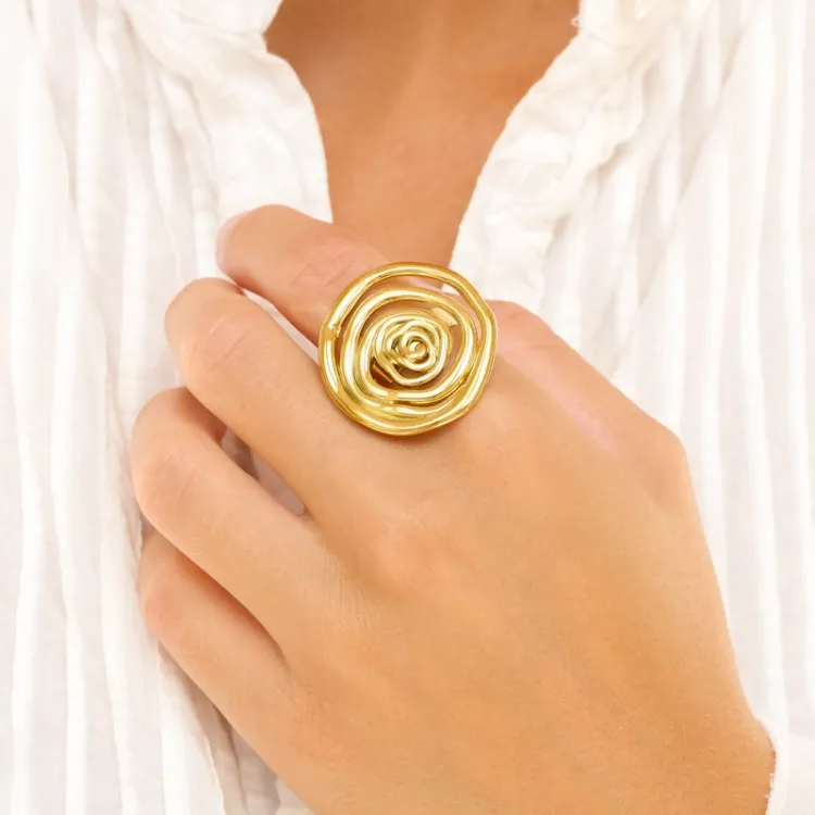 waterproof roze ring in verguld staal - OCEANA