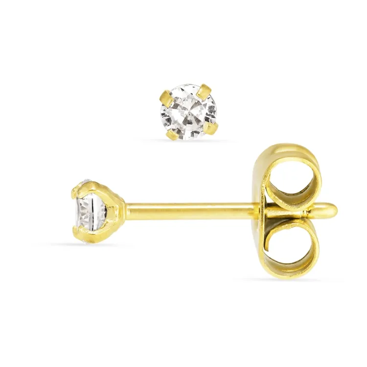 3 mm waterproof zirkoon solitaire oorbel in verguld staal - OCEANA