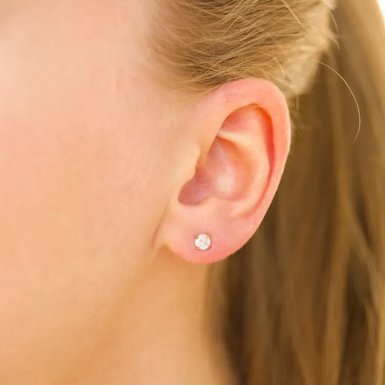 4 mm waterproof zirkoon solitaire oorbel in verguld staal - OCEANA